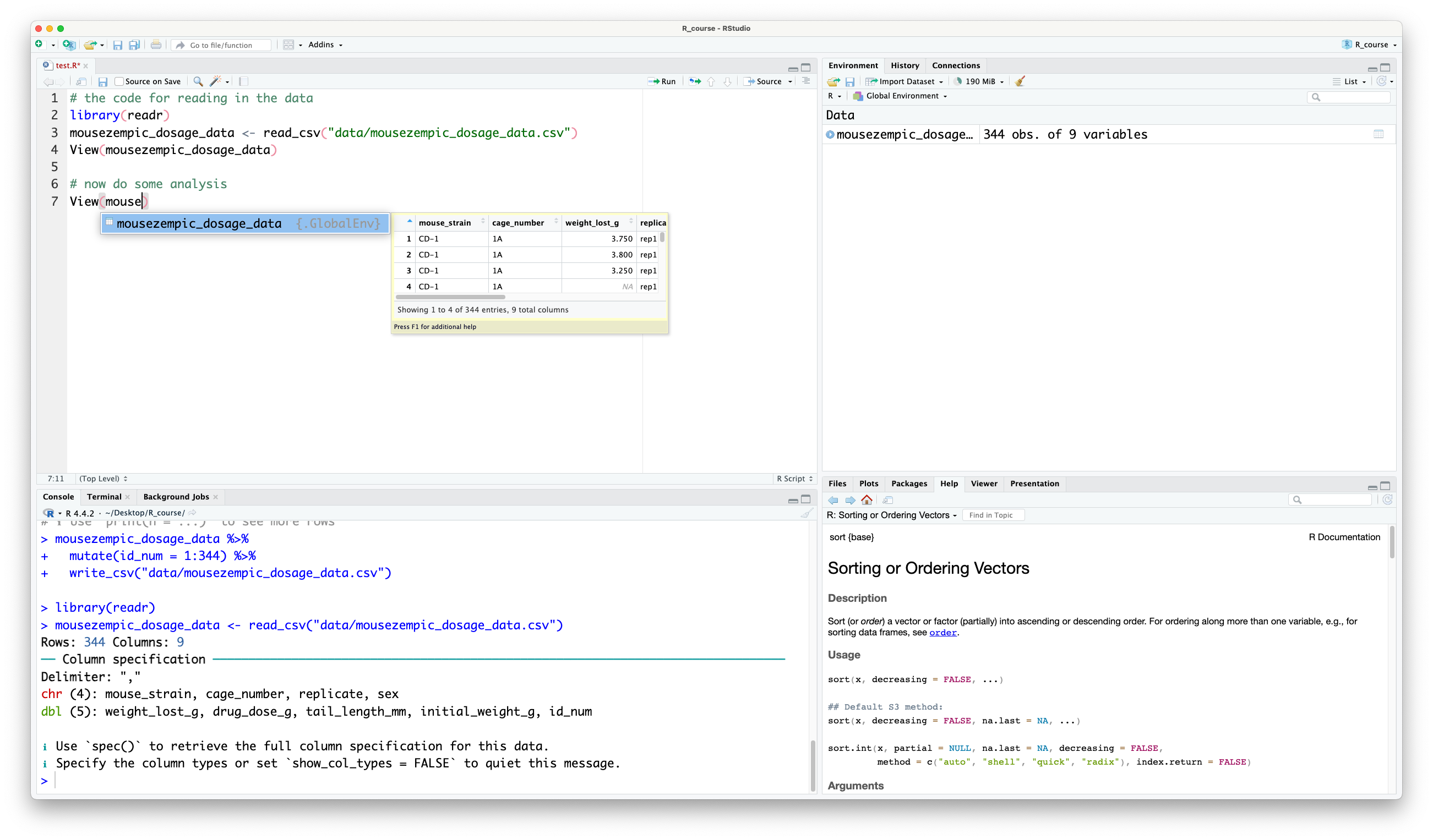 RStudio autocomplete