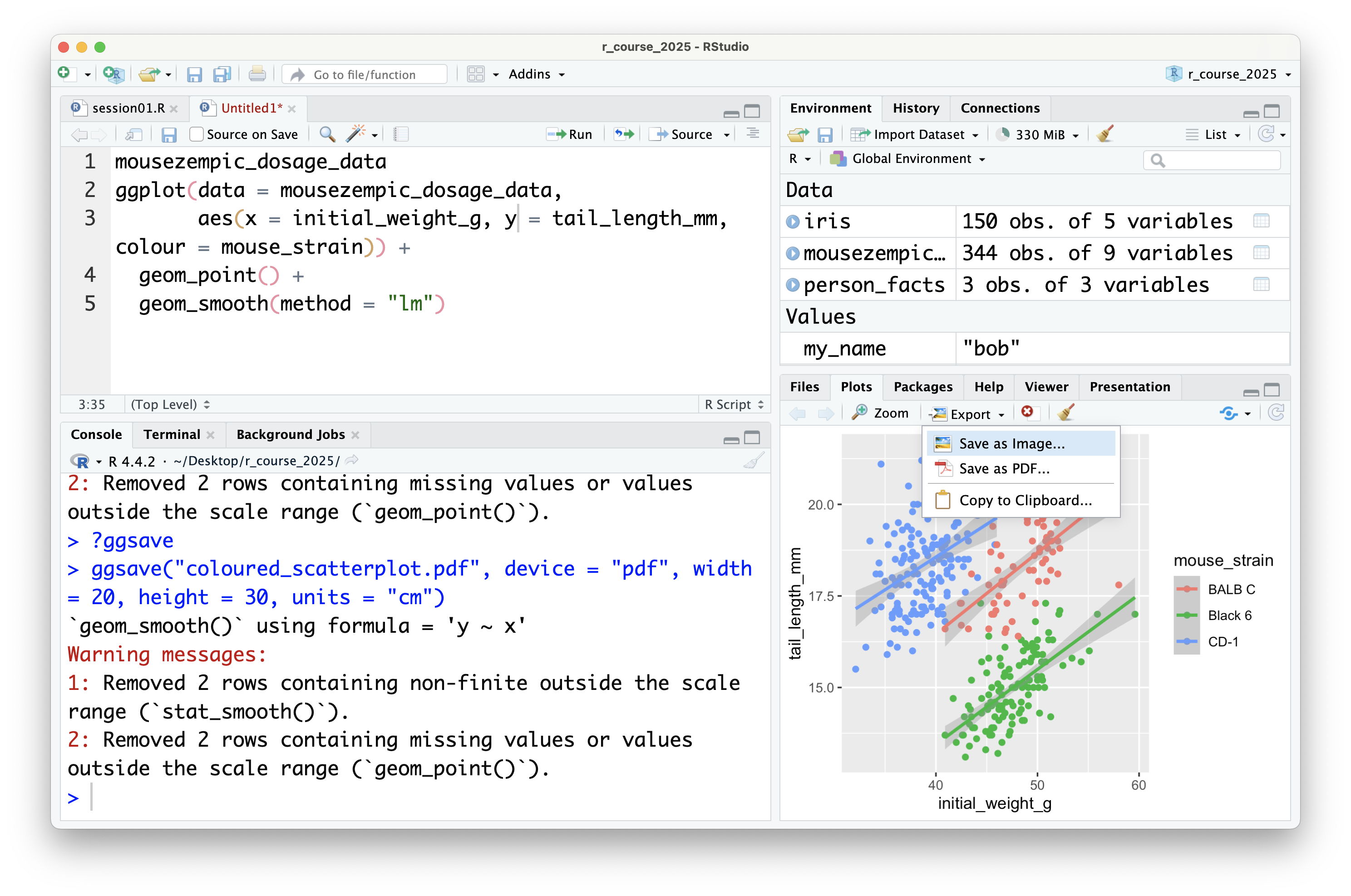 You can use the export button to save plots interactively