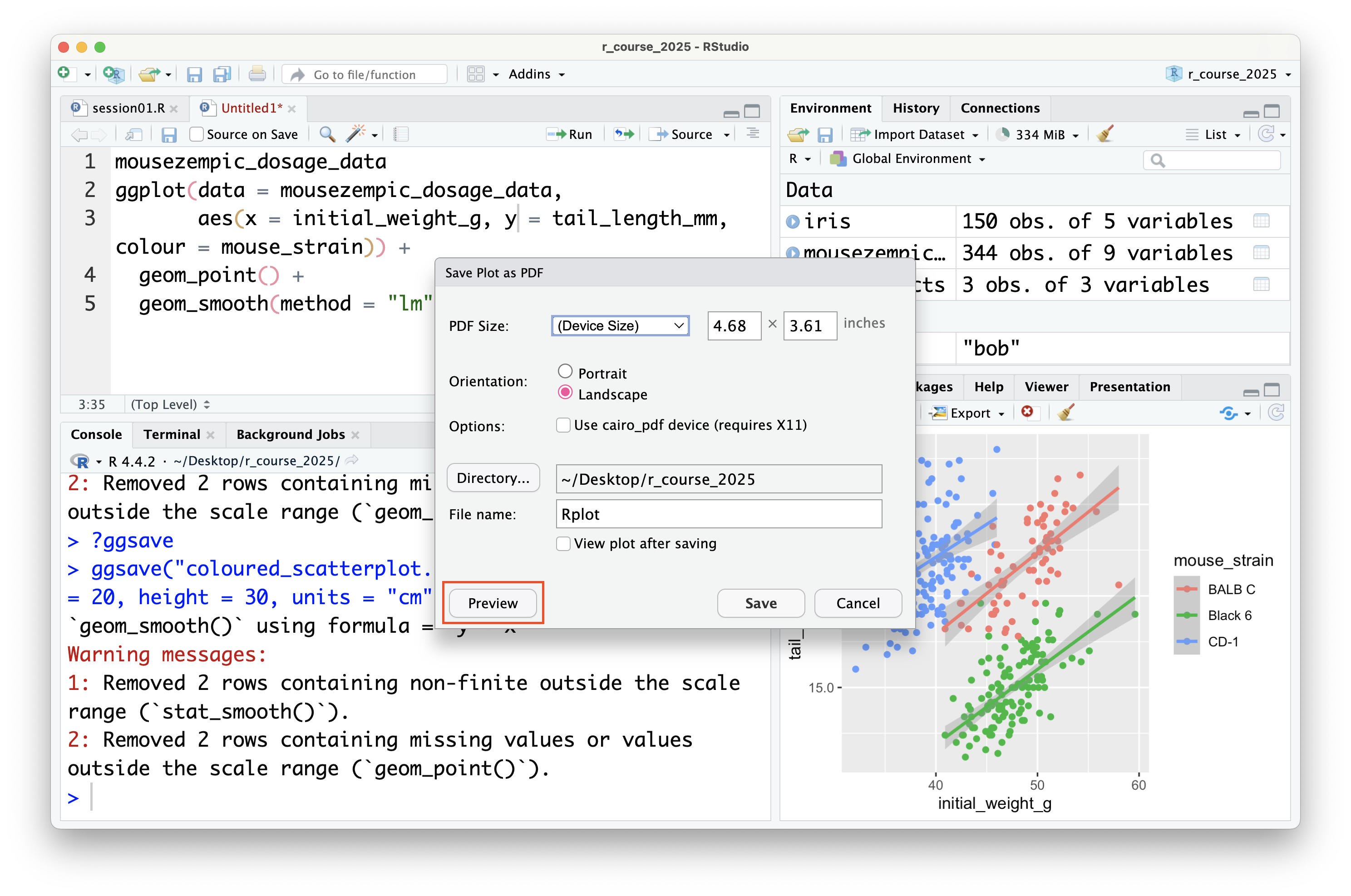 Saving an R plot as a PDF